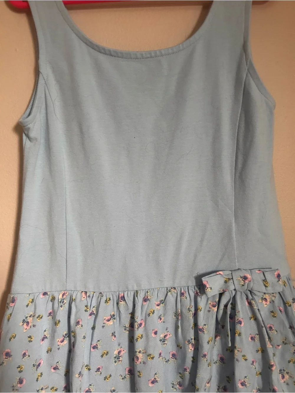 Little girls Light Blue Floral Tiered Tank Dress size 6/7